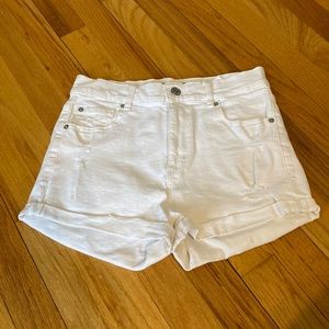 white high waisted jean shorts